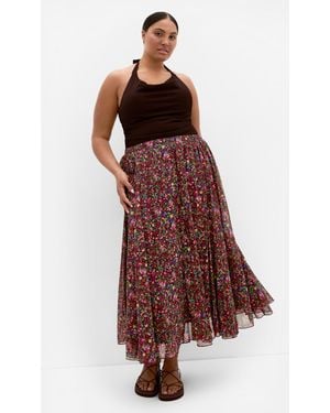 City Chic Plus Size Serena Choc Cherry Print Maxi Skirt - Red