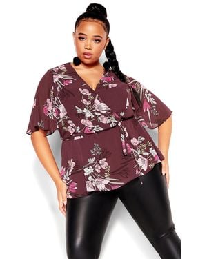City Chic Plus Size Angelina Top Oxblood - Red