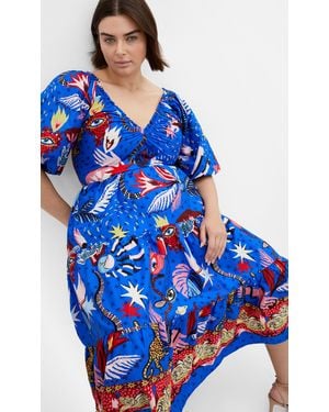 City Chic Plus Size Capria Print Midi Dress - Blue
