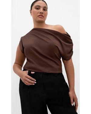 City Chic Plus Size Imani Off Shoulder Top - Brown
