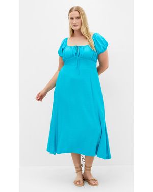City Chic Plus Size Abbigail Split Maxi Dress - Blue