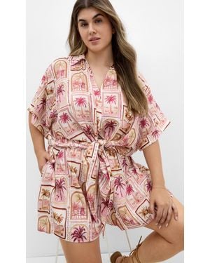 City Chic Plus Size Print Sand Short - Red