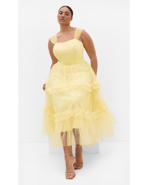 City Chic Plus Size Charming Tulle Dress - Yellow
