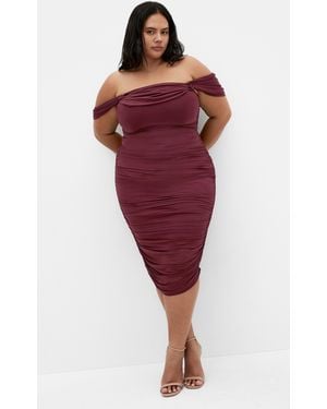 City Chic Plus Size Jazmin Ruched Dress - Red