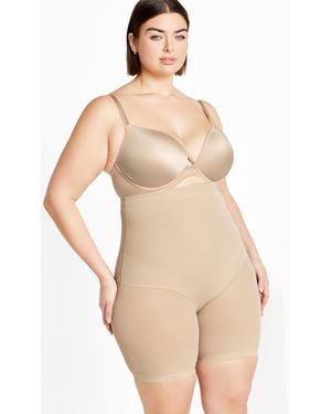 City Chic Plus Size Power Mesh Short - Natural