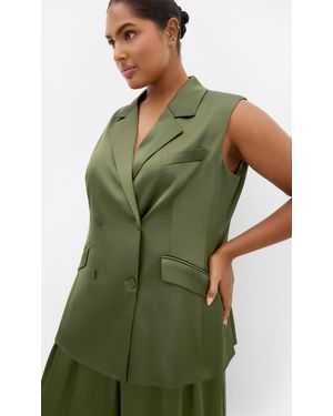 City Chic Plus Size Rylie Satin Vest - Green