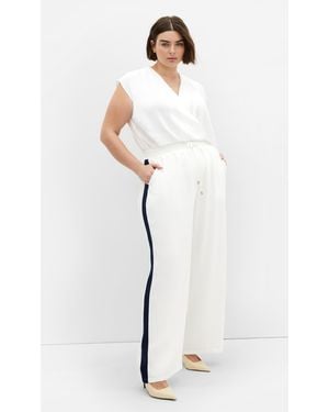 City Chic Plus Size Lilia Lined Ivory Pants - Blue