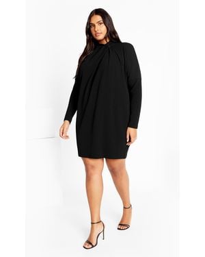 City Chic Plus Size Wrap Neck Dress - Black