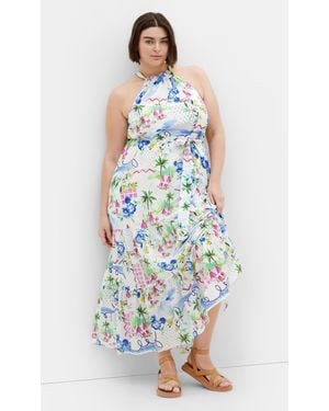 City Chic Plus Size Ivory Maxi Dress - Blue