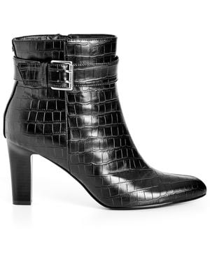 City Chic Plus Size Wide Fit Tory Ankle Boot, Faux Leather - Black