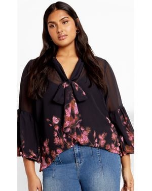 City Chic Plus Size Border Shirt - Black