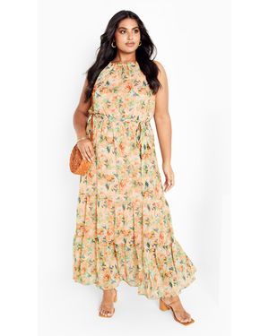 City Chic Plus Size Callie Print Maxi Dress - Natural