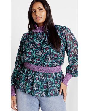 City Chic Plus Size Annalise Top - Blue