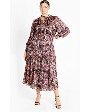 City Chic Plus Size Suzanne Maxi Dress Plum - White