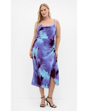 City Chic Plus Size Mariana Print Midi Dress - Blue