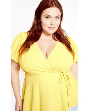 City Chic Plus Size Christa Top - Yellow