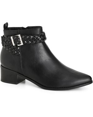City Chic Plus Size Wide Fit Brady Ankle Boot, Faux Leather - Black