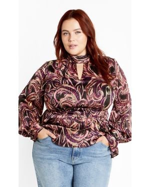 City Chic Plus Size Katya Top Plum - Red