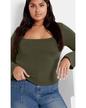 City Chic Plus Size Brooklyn Sweater Moss - Green