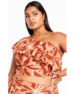 City Chic Plus Size Tully Rust Top - Orange