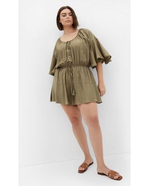 City Chic Plus Size Harlow Lace Playsuit - Natural