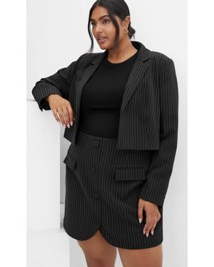 City Chic Plus Size Payton Pin Jacket - Black