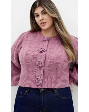 City Chic Plus Size Rosie Cardigan Sweater Mauve - Pink