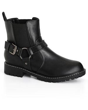 City Chic Plus Size Wide Fit Texas Ankle Boot, Faux Leather - Black