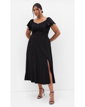 City Chic Plus Size Alisia Tie-Back Midi Dress - Black