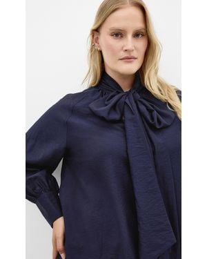 City Chic Plus Size Kelsey Neck Tie Top - Blue