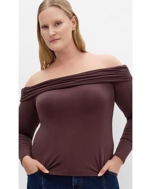 City Chic Plus Size Jojo Off Shoulder Top - Purple