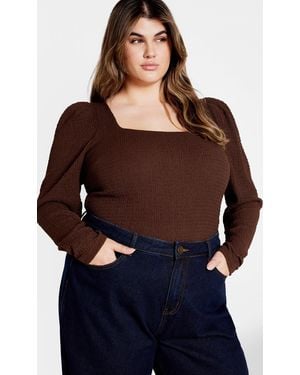 City Chic Plus Size Mysteria Top Chocolate - Blue
