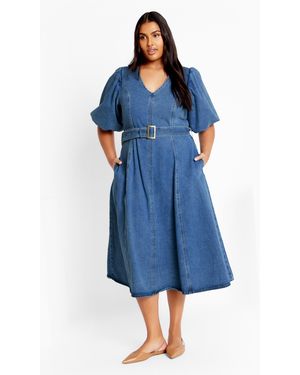 City Chic Plus Size Denim Delilah Dress - Blue