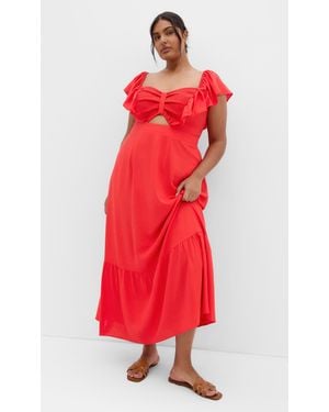 City Chic Plus Size Alora Flutter Maxi Tiger Lily Dress - Red
