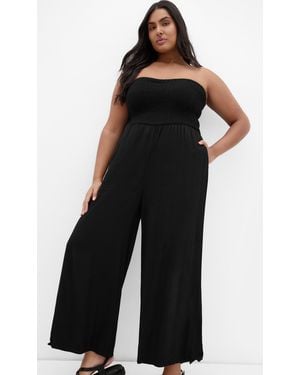City Chic Plus Size Ally Strapless Jumpsuit - Black