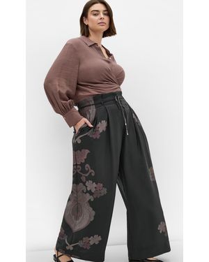City Chic Plus Size Side Print Wide Leg Pants - Multicolor