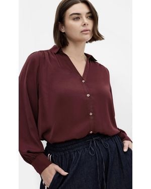 City Chic Plus Size Hadlee Shirt Dark Cherry - Red