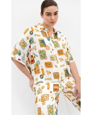 City Chic Plus Size Amore Print Shirt - White
