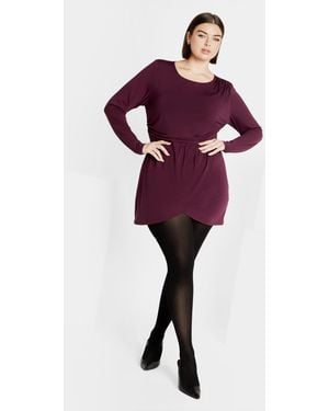 City Chic Plus Size Kasey Dress Plum - Red