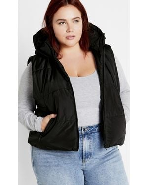 City Chic Plus Size Ava Puffer Vest - Black