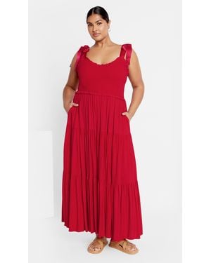 City Chic Plus Size Cosmopolitan Maxi Dress - Red