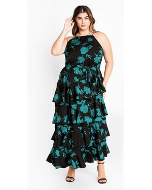 City Chic Plus Size Joelle Print Maxi Dress - Blue
