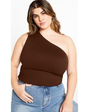 City Chic Plus Size Swept Away Top - Brown