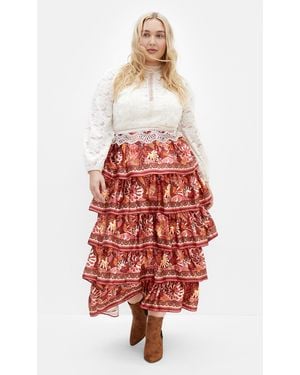 City Chic Plus Size Drama Queen Skirt - Red