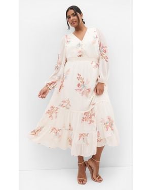 City Chic Plus Size Maxi Dress Kiki L Fl/3Xs - Natural