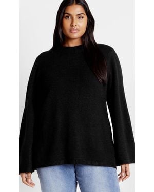 City Chic Plus Size Bow Back Sweater - Black