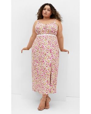 City Chic Plus Size Floral Print Ivory Multi Maxi Dress - Pink