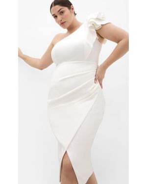 City Chic Plus Size Milani One Shoulder Dress - White