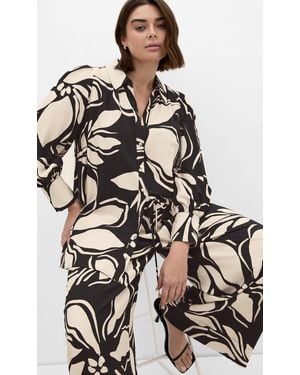 City Chic Plus Size Bella Long Sleeve Bone Shirt - Multicolor