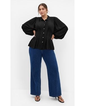City Chic Plus Size Shirt Piper S/3Xs - Blue